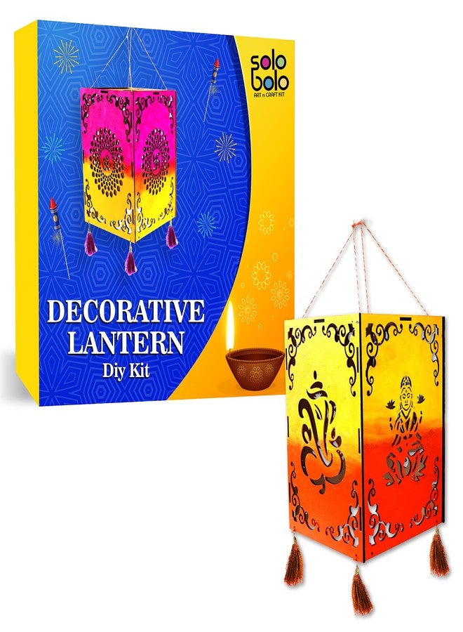 Solobolo Lantern for Home Decor DIY KIT | Hanging Light for Home Decoration| Paint Your own Decorative Lantern for Home Decor||Diwali Decoration Items Gift Lantern |L-1 - Image 1